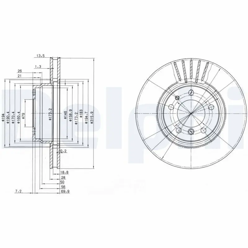 Handler.Part Brake disc DELPHI BG3039 1