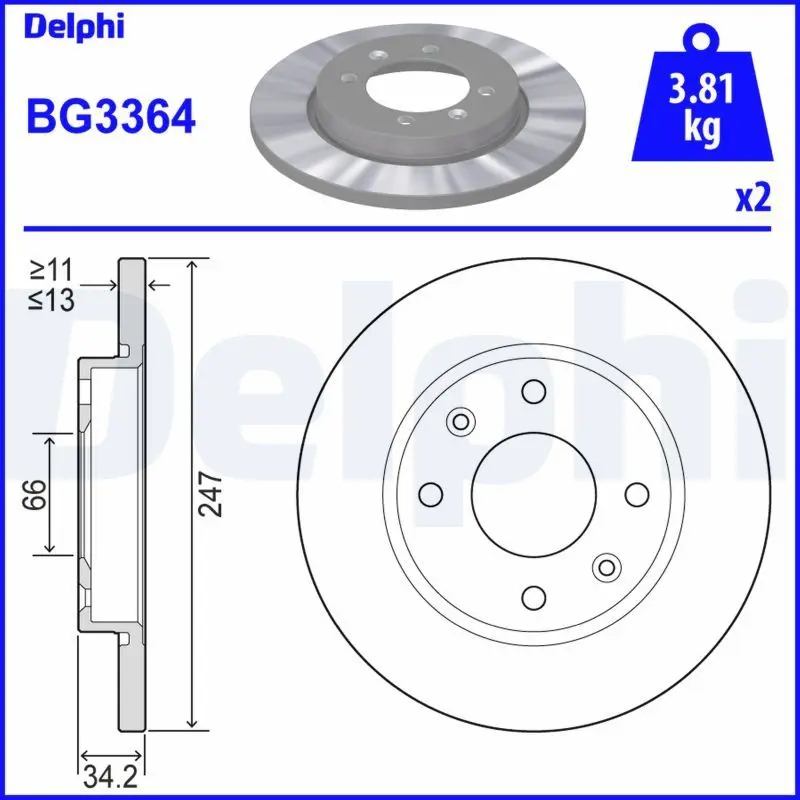 Handler.Part Brake disc DELPHI BG3364 1