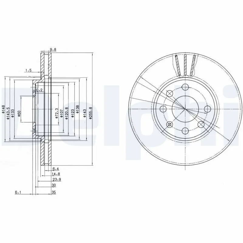 Handler.Part Brake disc DELPHI BG3404C 1