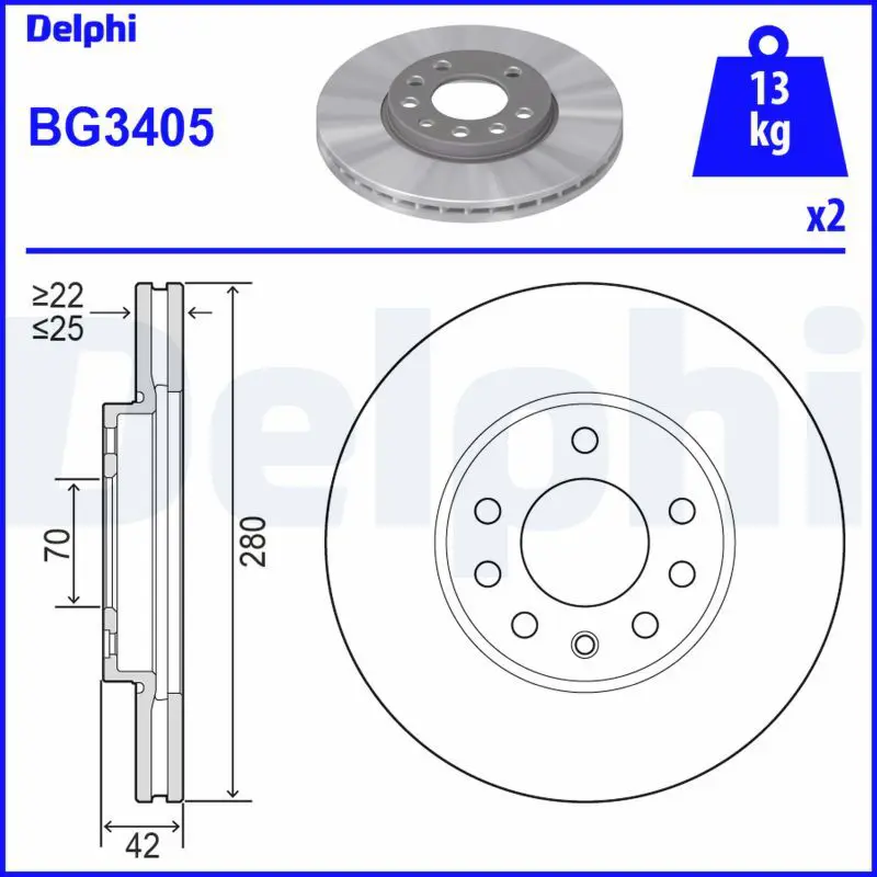 Handler.Part Brake disc DELPHI BG3405 1