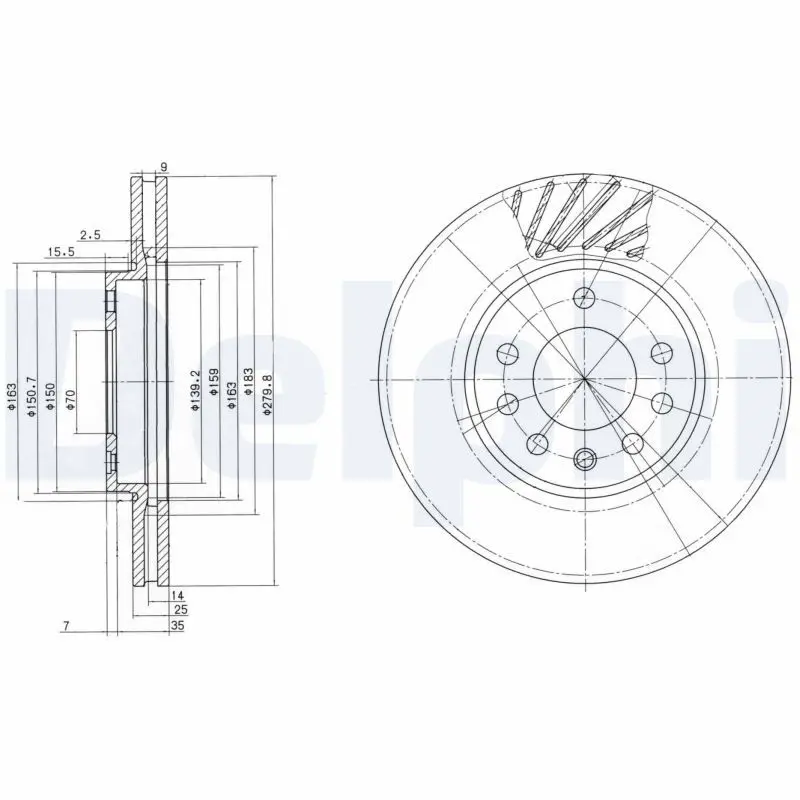 Handler.Part Brake disc DELPHI BG3405C 1