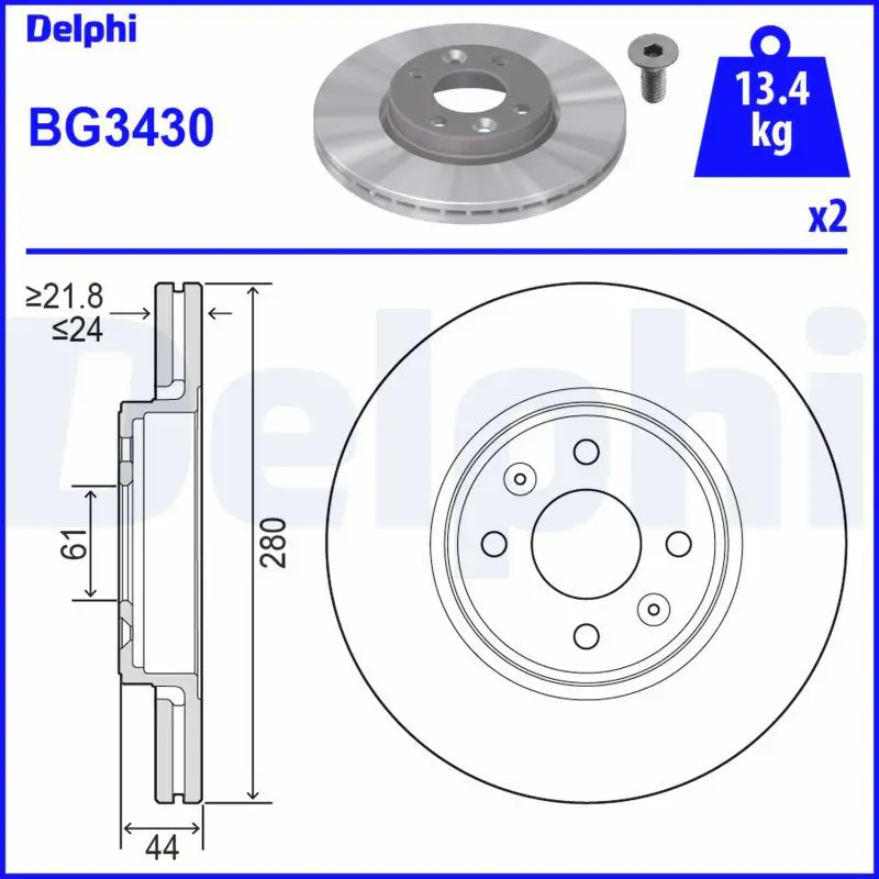 Handler.Part Brake disc DELPHI BG3430 1