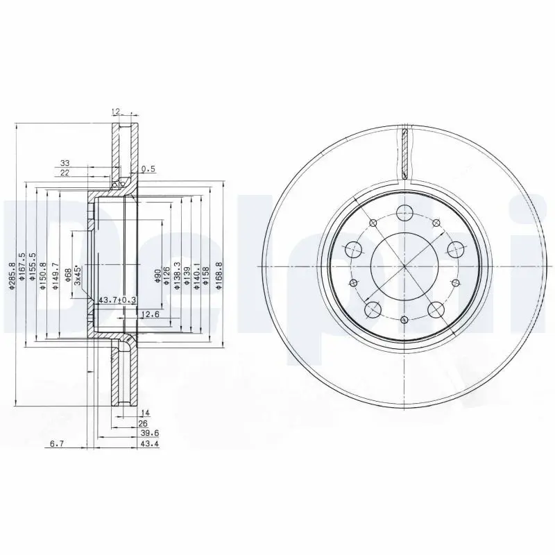 Handler.Part Brake disc DELPHI BG3513C 1