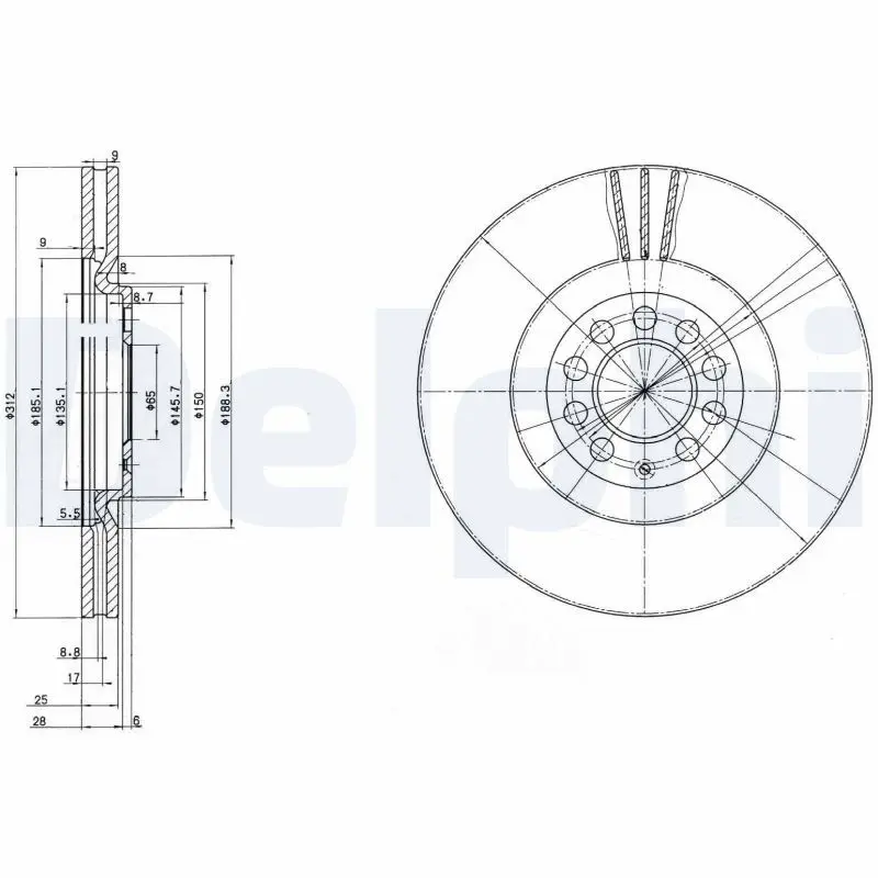 Handler.Part Brake disc DELPHI BG3528 1