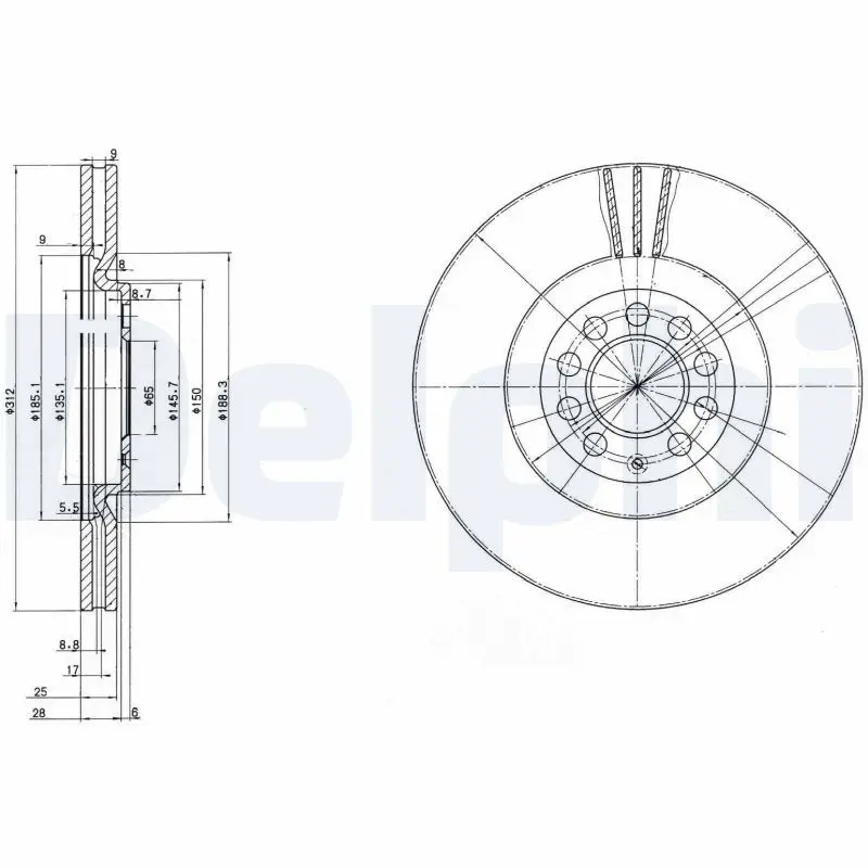 Handler.Part Brake disc DELPHI BG3528C 1