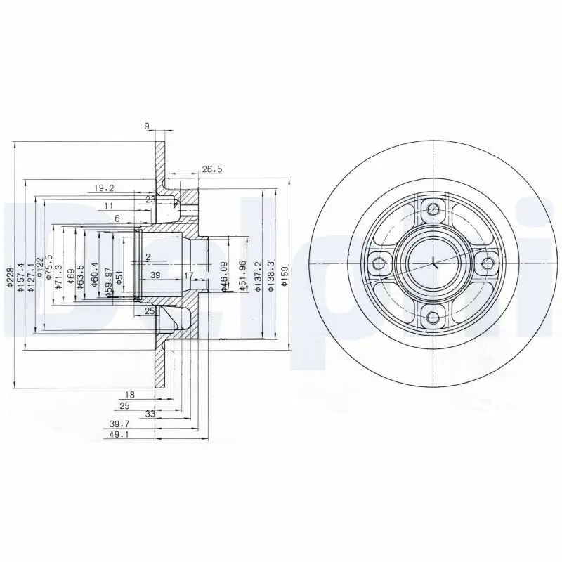 Handler.Part Brake disc DELPHI BG3570 1