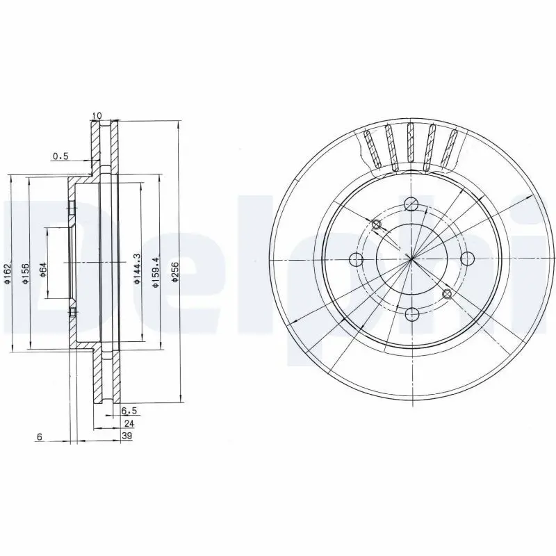 Handler.Part Brake disc DELPHI BG3612 1