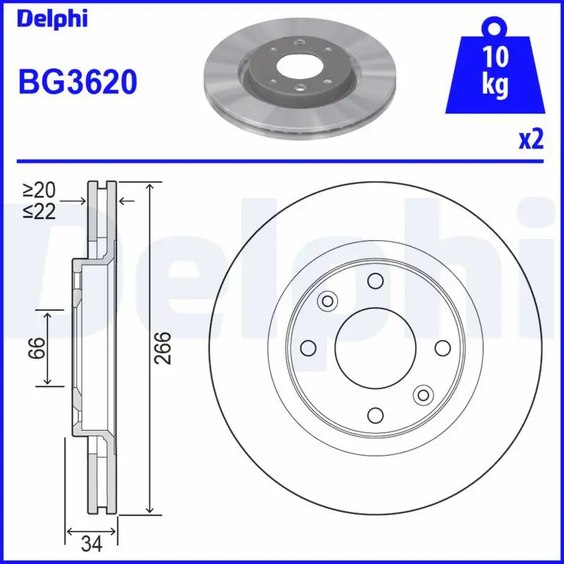 Handler.Part Brake disc DELPHI BG3620 1