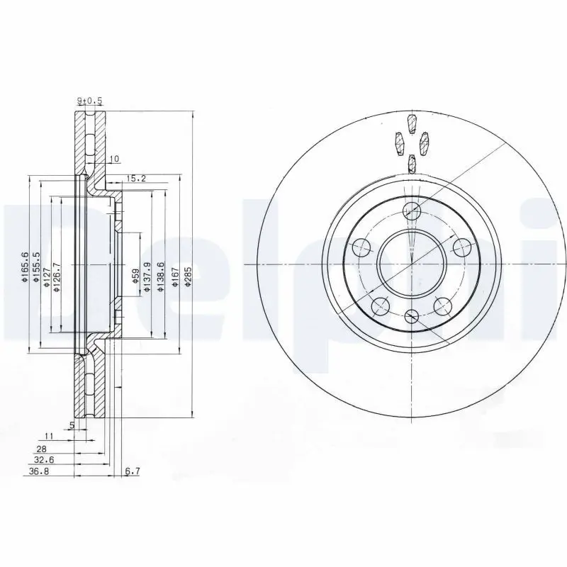 Handler.Part Brake disc DELPHI BG3740 1