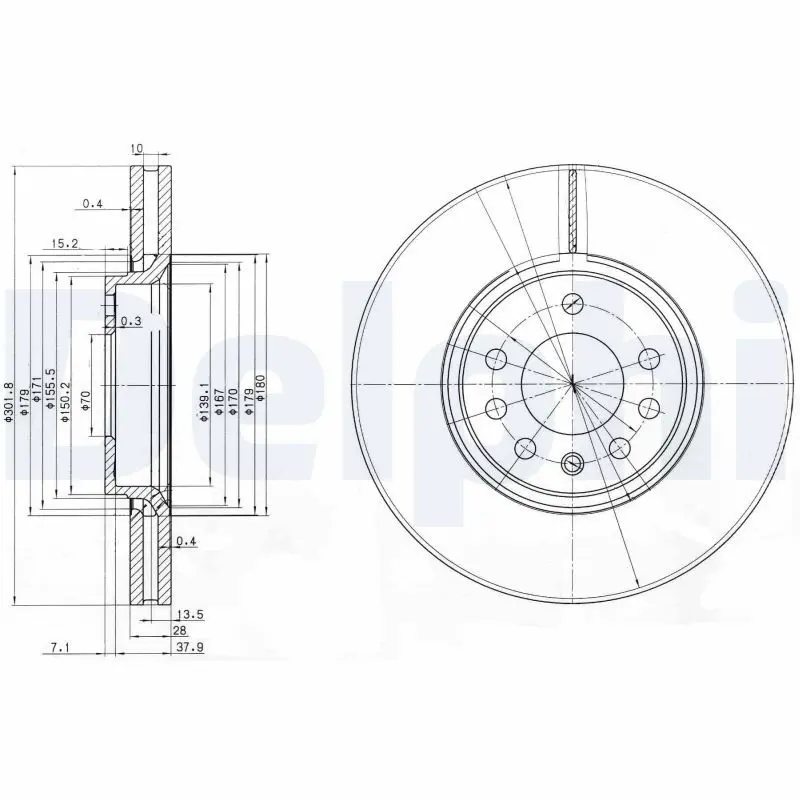 Handler.Part Brake disc DELPHI BG3772C 1