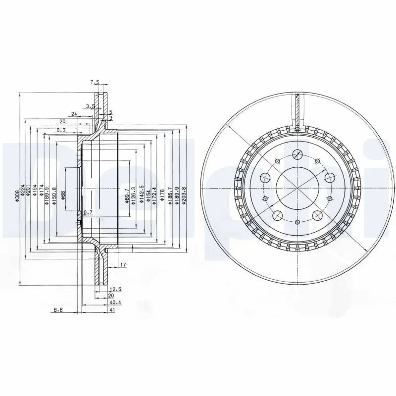 Handler.Part Brake disc DELPHI BG3782C 1