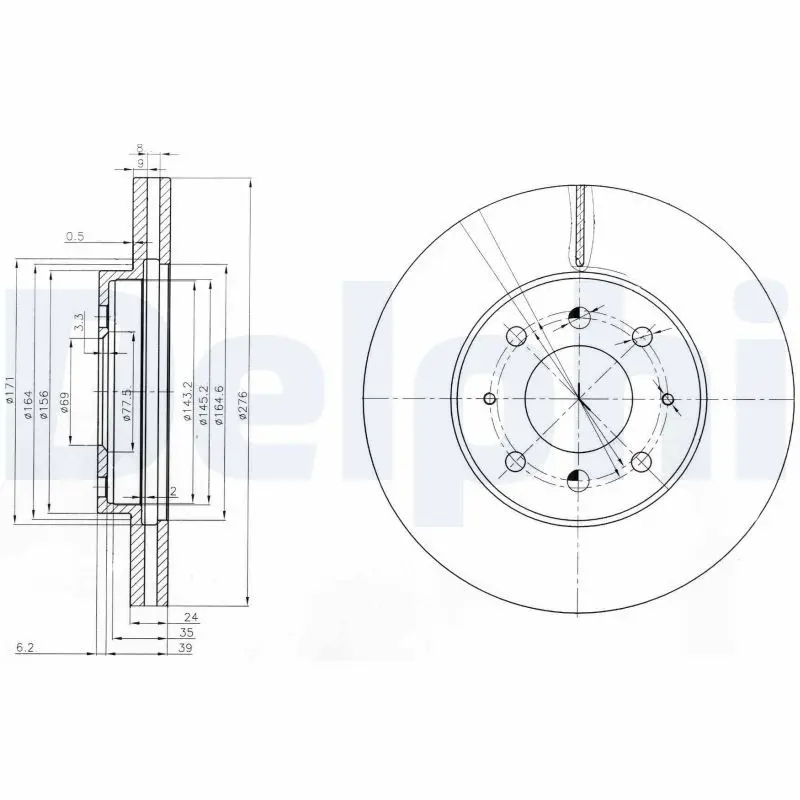 Handler.Part Brake disc DELPHI BG3810 1