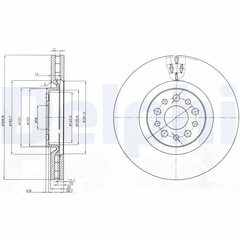 Handler.Part Brake disc DELPHI BG3898 1