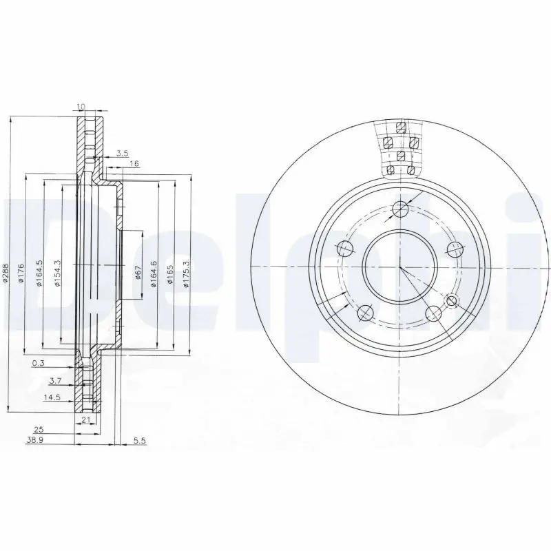 Handler.Part Brake disc DELPHI BG3909 1