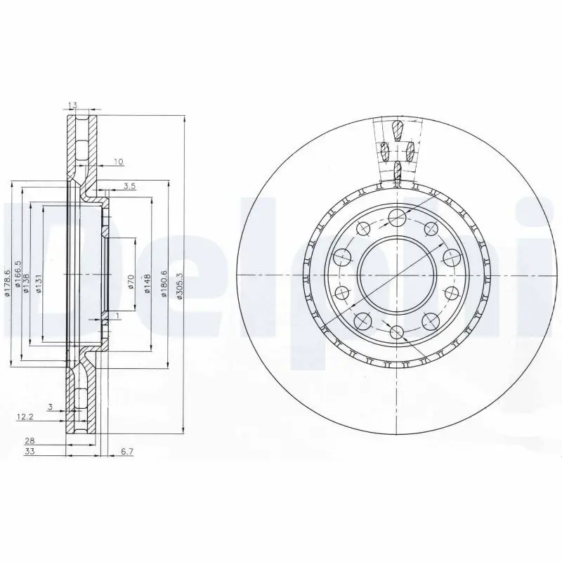 Handler.Part Brake disc DELPHI BG3951 1