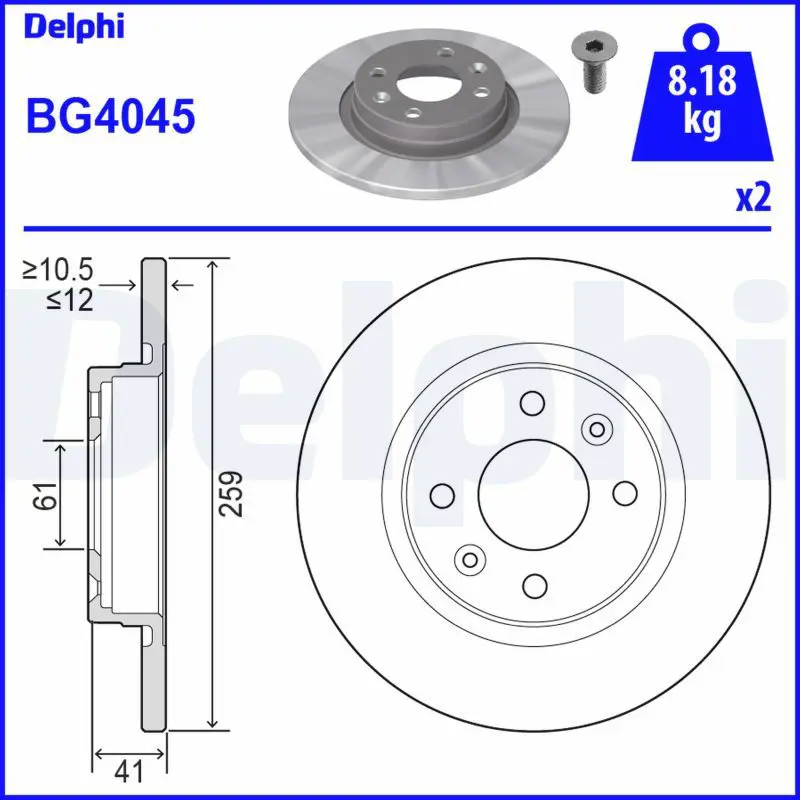 Handler.Part Brake disc DELPHI BG4045 1