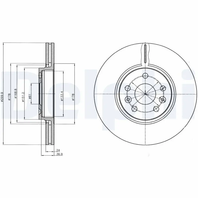 Handler.Part Brake disc DELPHI BG4343C 1