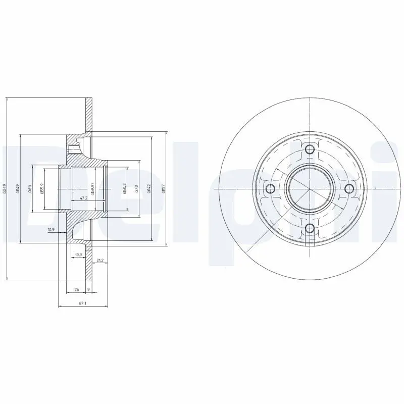 Handler.Part Brake disc DELPHI BG9021RS 1