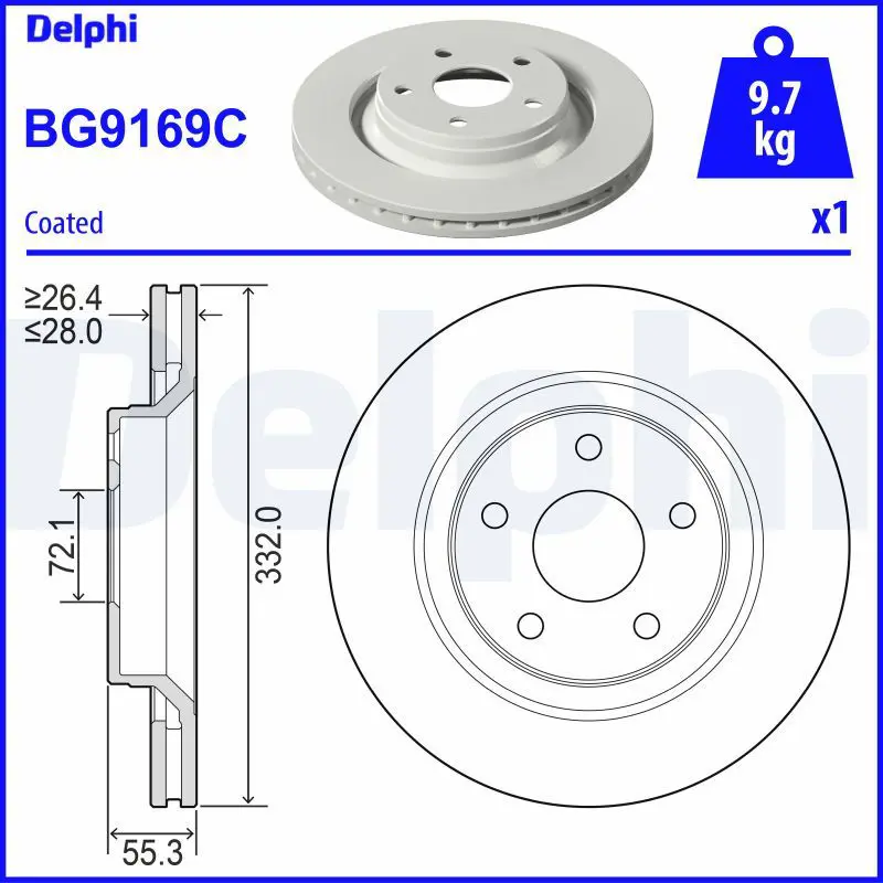 Handler.Part Brake disc DELPHI BG9169C 1