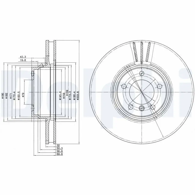 Handler.Part Brake disc DELPHI BG9212 1