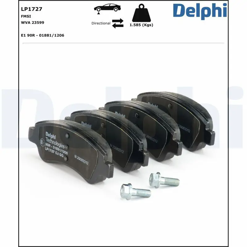 Handler.Part Brake pad set, disc brake DELPHI LP1727 2