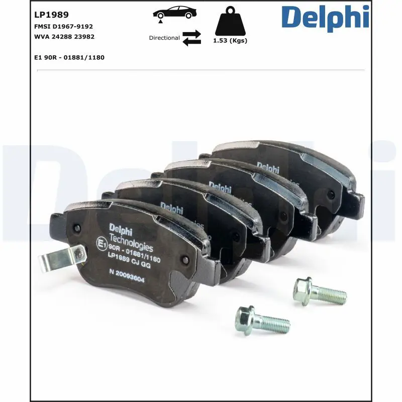 Handler.Part Brake pad set, disc brake DELPHI LP1989 2