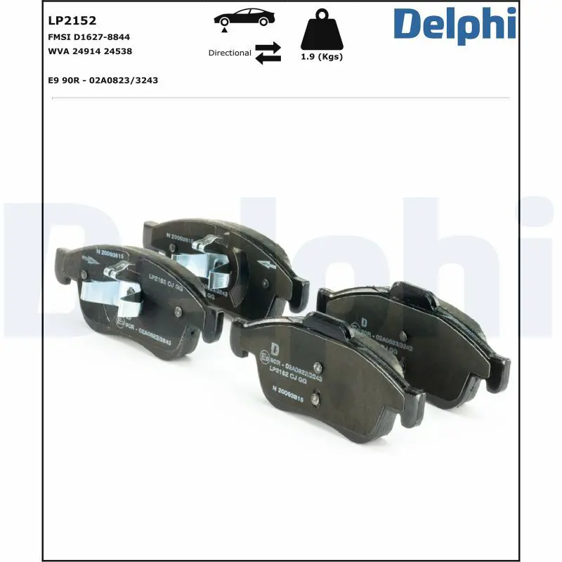 Handler.Part Brake pad set, disc brake DELPHI LP2152 2