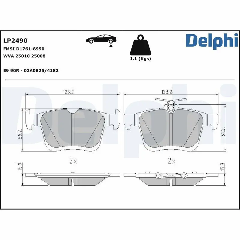 Handler.Part Brake pad set, disc brake DELPHI LP2490 1