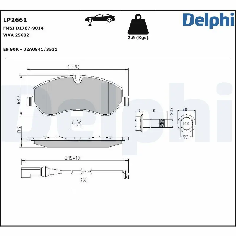 Handler.Part Brake pad set, disc brake DELPHI LP2661 1