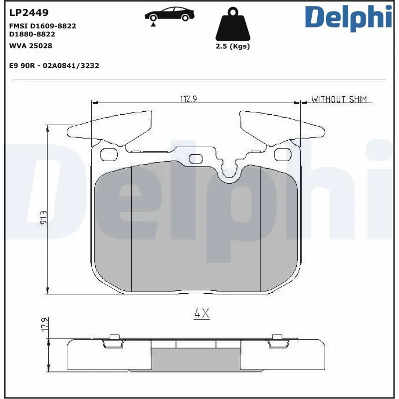 Handler.Part Brake pad set, disc brake DELPHI LP2449 1