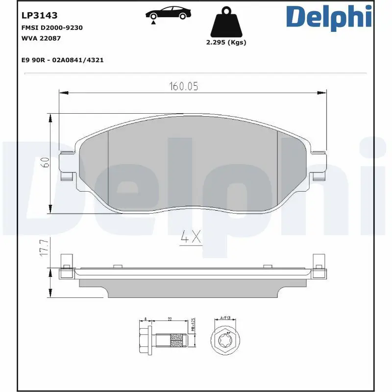 Handler.Part Brake pad set, disc brake DELPHI LP3143 1