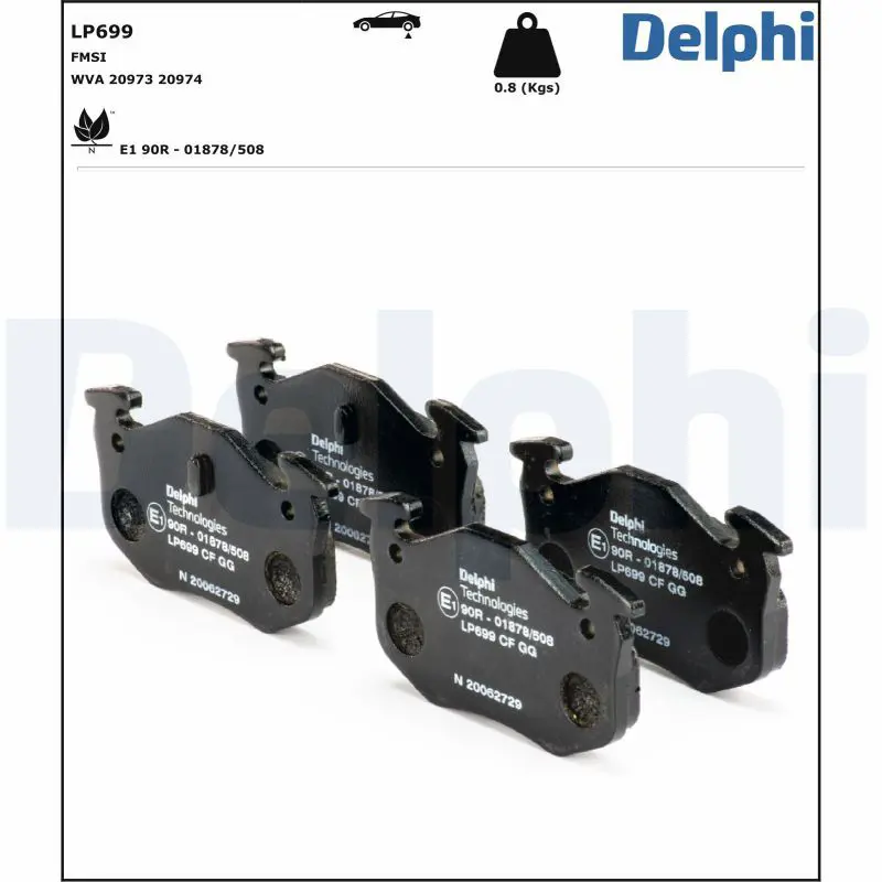 Handler.Part Brake pad set, disc brake DELPHI LP699 2