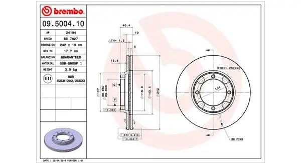 Handler.Part Brake disc Magneti Marelli 360406000200 1