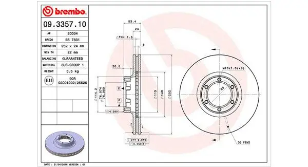 Handler.Part Brake disc Magneti Marelli 360406041900 1