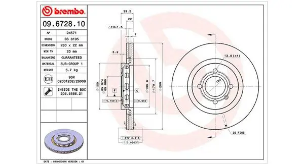 Handler.Part Brake disc Magneti Marelli 360406048500 1