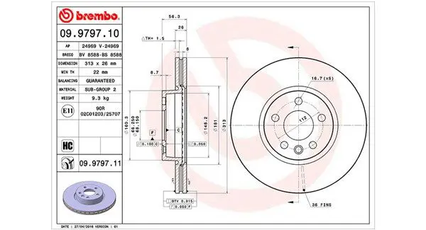 Handler.Part Brake disc Magneti Marelli 360406050900 1