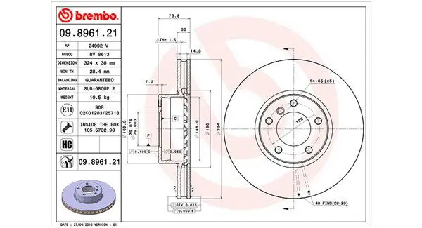 Handler.Part Brake disc Magneti Marelli 360406017201 1