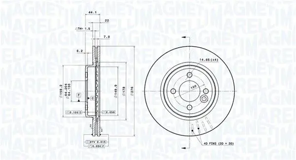 Handler.Part Brake disc Magneti Marelli 360406017401 1