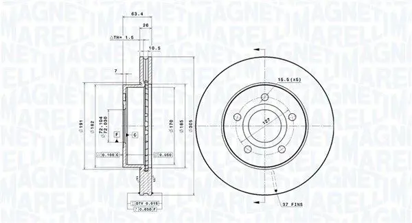 Handler.Part Brake disc Magneti Marelli 360406029901 1