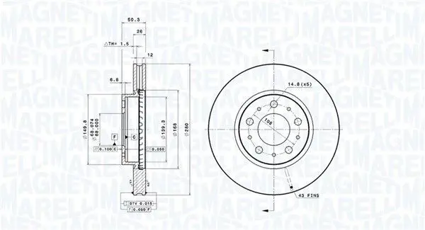 Handler.Part Brake disc Magneti Marelli 360406051401 1