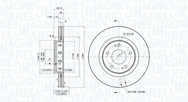 Handler.Part Brake disc Magneti Marelli 360406077101 1