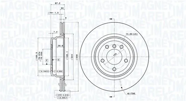 Handler.Part Brake disc Magneti Marelli 360406093901 1