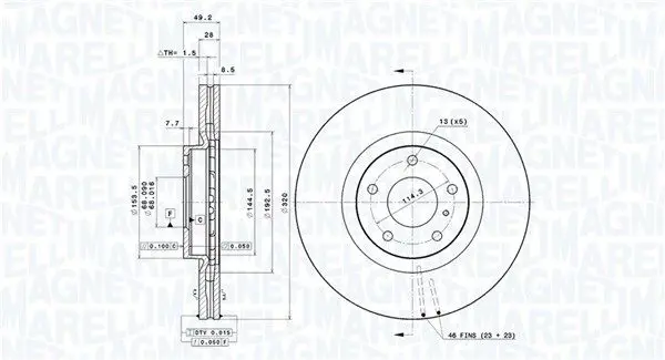 Handler.Part Brake disc Magneti Marelli 360406125701 1