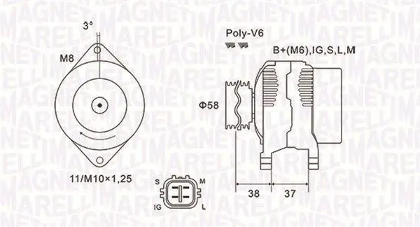 Handler.Part Alternator Magneti Marelli 063731889010 1