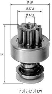 Handler.Part Pinion, starter Magneti Marelli 940113020153 1