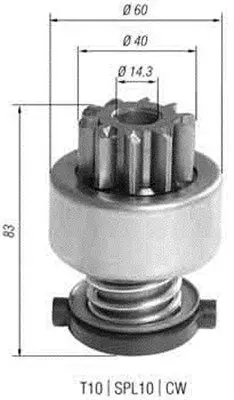 Handler.Part Pinion, starter Magneti Marelli 940113020393 1