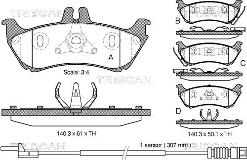 Handler.Part Brake pad set, disc brake TRISCAN 811023016 1