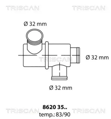 Handler.Part Thermostat, coolant TRISCAN 86203583 1