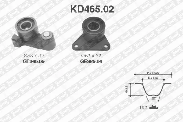 Handler.Part Timing belt set SNR KD46502 1