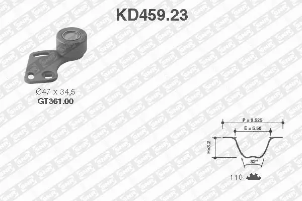 Handler.Part Timing belt set SNR KD45923 1